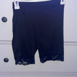 Black biker shorts with lace